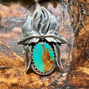 925 Sterling Silver & Kingman Turquoise Ring Size 9